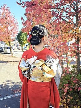 成人式/卒業式/ヘアセット/黒髪/小顔に見えるヘア/クラゲヘアー