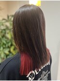 大人ブラウン×レッドのインナーカラー