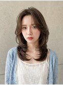秋カラー大人韓国風ヘーゼル/バタフライカット前髪なしｐ上尾