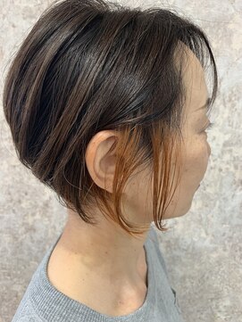 ソワンドゥブレス 瓜破店(soin de brace) インナーカラー×オレンジ