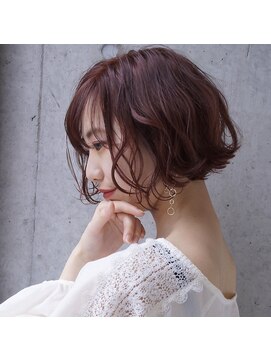 アトリエ フェム(atelier.fem) atelier.fem ニュアンスあるボブウェーブ×ピンクバイオレット