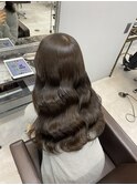 ミニウルフチェリーブラウンホワイトグレージュフェザーパーマ