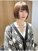 "久保田"ミニボブ内巻きナチュラルヘアワイドバング