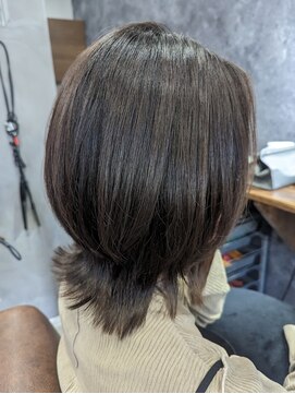 ロム セミウルフ/アッシュブラック/レイヤーロング/30代40代