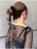 ヘアセット ヘアアレンジ お団子ヘア ポニーテール 艶髪 20代