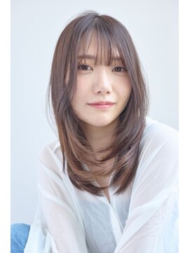 アッシュ 草加店 (Ash) ナチュラルレイヤーミディ×シースルーバング