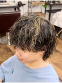 メンズマッシュウルフ　メッシュカラー
