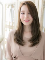 大波純一美容室パーティハン&nbsp;ワンレン暗髪モカブラウンレイヤースタイルa小山20代30代40代