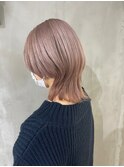 ダブルカラーピンクベージュカラーナチュラルくびれヘア渋谷