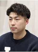 メンズパーマツーブロアップバング