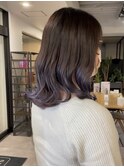 大人可愛いラベンダーパープルグラデーションくびれボブ透明感
