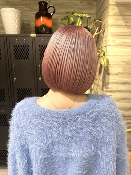 ヲタク(wotaku.) ピンクベージュボブダブルカラーインナーカラーケアブリーチ髪色