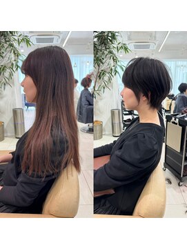 アンド ストーリーズ(&STORIES) 前髪あり耳掛け丸みくびれショートボブ20代30代40代50代（蘭）