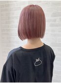 タッセルボブ+ペールピンク+ハイトーン+ケアブリーチ