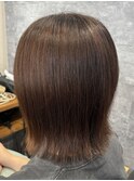 大人可愛い切りっぱなしボブ ブラウンカラー 艶感◎