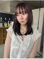 テトヘアー(teto hair) ミディアムレイヤー、クレージュ、シースルーバング