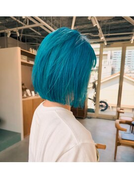 エルム 原宿 表参道(yelm) ターコイズブルー×ボブ/髪質改善/ダブルカラー/インナーカラー
