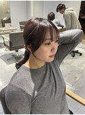 ミディアムヘア暗めカラーデザインカラーフェイスフレーミング