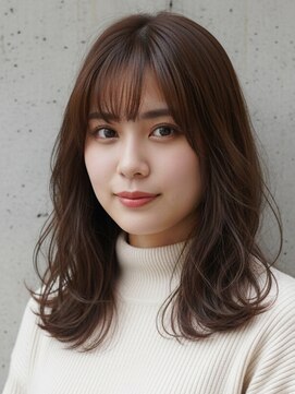 大人可愛いセミロング×パーマスタイル×チョコレートブラウン