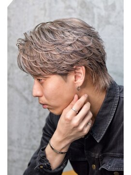 メンズオルズ 渋谷(MEN'S ALLZ) ミルクティーブラウンローライトカラーフェザーショートウルフ