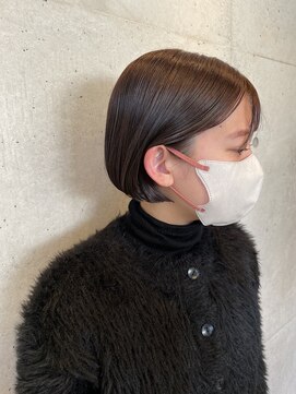 アチーブ ヘア デザイン(achieve hair design) 前下がりミニボブショートボブ 暗髪アッシュベージュカラー