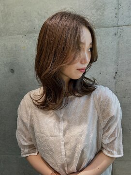 ロンドメリア 天神大名店(Lond Melia) ★くびレイヤーエモージュインナーグレージュ前髪ピンクベージュ