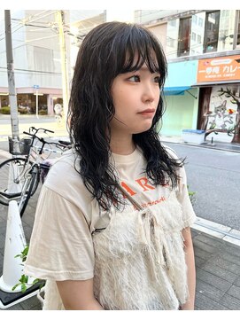 カフ(CAF) CAF FUKO ロングパーマ/レイヤー/オリーブカラー/大阪/心斎橋