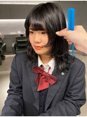 デザインカラーレイヤーカットウェットヘア夏オリーブベージュ