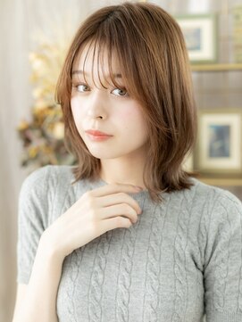 カバーヘア ブリス 志木南口駅前店(COVER HAIR bliss) 大人可愛いアプリコットオレンジ外ハネロブa志木20代30代40代