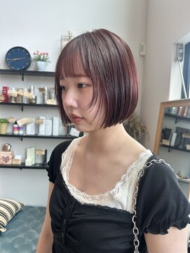 エスデザイン(es design) ボブ×ワインレッド×顔まわり