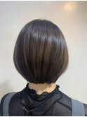 ショートボブ,ショコラブラウン,小顔ショート,艶カラー【草加】