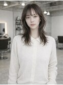 顔周りレイヤーカットミィディアム20代30代ハッシュカット