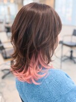 グランデュール 東静岡池田店(GRANDEUR)&nbsp;ウルフレイヤーカットくびれピンクベージュインナーカラー東静岡
