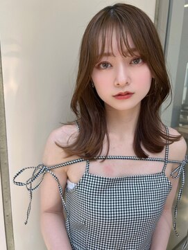 ノク 渋谷(nok) ぷつっとセミディ_オリーブベージュレイヤーカットウェットヘア