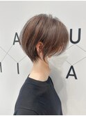 レイヤー丸みショート20代30代40代50オリーブグレージュ
