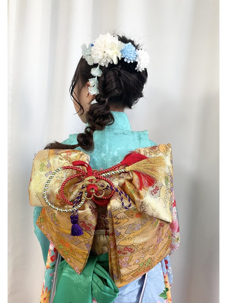 七五三/7歳/着付/ヘアセット/編みおろし/ダウンスタイル/女の子  