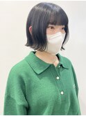 【松戸　石山】黒髪外ハネミニボブ切りっぱなし前髪あり