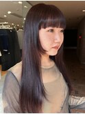 【大久保】ブリーチなしワインレッド顔まわりレイヤー