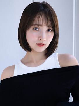 エインアンリー 表参道(AIN.ANLY.) ミニボブぱっつん前髪シンプルストレート薄めバングボブパーマ