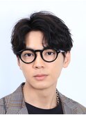 大人フェザーパーマ ビジネスヘア メガネにも合う