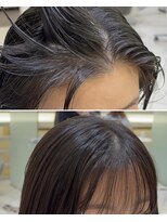 割れる前髪にクロスパーマ