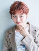 アリエッタ アザブ(ARIETTA AZABU)&nbsp;20代 アプリコットオレンジ ワイドバング ショート ハイトーン