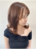 【FOLK】透明感ハイトーンブラウン☆似合わせ外ハネミディアム♪