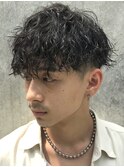 ツイストスパイラルパーマメンズパーママッシュウルフフェード