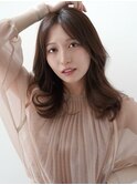 大人キレイなセミロングレイヤー愛されオフィススタイル