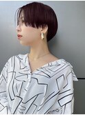 ハンサムショート ワインレッド 刈り上げ t37
