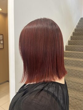 オリジン サロン(THE ORIGIN'S SALON) ぷつっとボブとほんのり赤いオレンジカラー