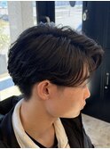 メンズセンターパートマッシュフェザーパーマ