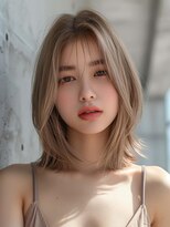 ムウ 難波(MOU) ボブクールショート前髪イメチェンピンクベージュ30代40代50代