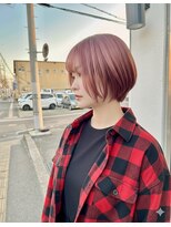 ウェルズグランデ 天理店(Well's GRANDE) くすみピンクの丸みボブ